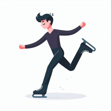 Man skates on ice. Vector illustration in flat cartoon style.のイラスト素材