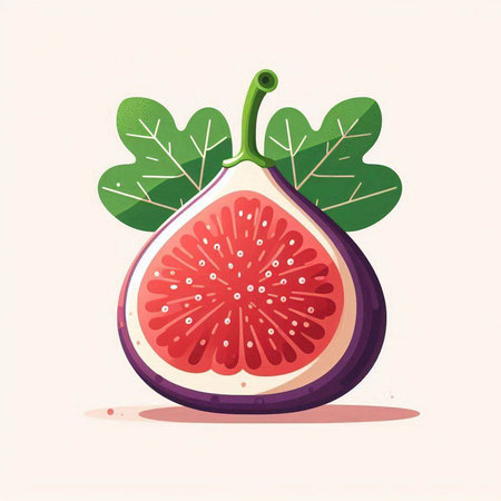 Fruit, fig, vector illustration, isolated on white background.のイラスト素材