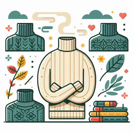 Vector illustration of a mannequin in a knitted sweater.のイラスト素材