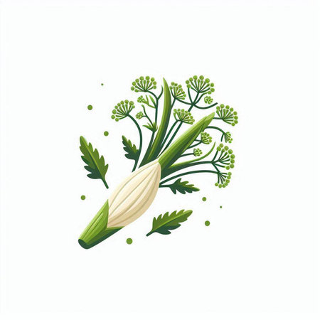 Vector illustration of a bunch of fresh parsley, dill and garlicのイラスト素材