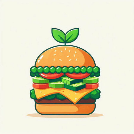 Hamburger icon. Vector illustration of fast food hamburger.のイラスト素材