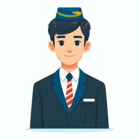 Stewardess in uniform. Vector illustration in a flat style.のイラスト素材