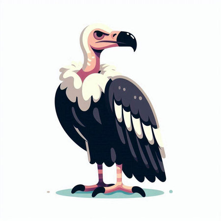 Vector illustration of a vulture on a white background. Flat style.のイラスト素材