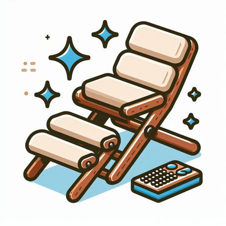 Illustration of a deck chair with a remote control on a white backgroundのイラスト素材