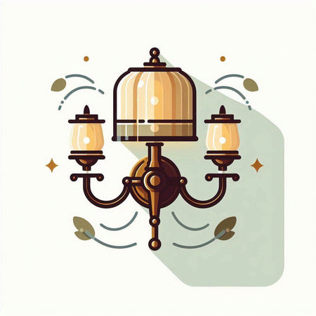 Lanterns and candles in flat style. Vector illustration.のイラスト素材