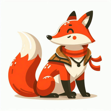 Cute cartoon fox. Vector illustration isolated on a white background.のイラスト素材