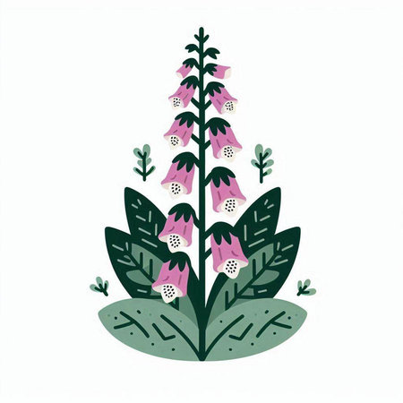 Foxglove, Digitalis purpurea, vector illustration.のイラスト素材