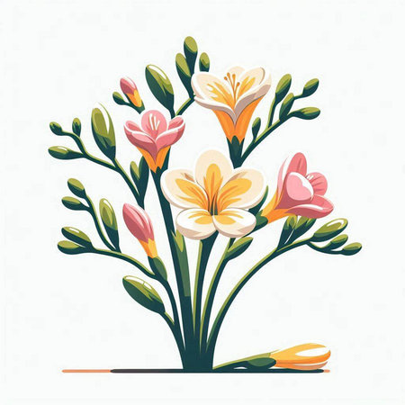 Illustration of a bouquet of spring flowers on a white backgroundのイラスト素材