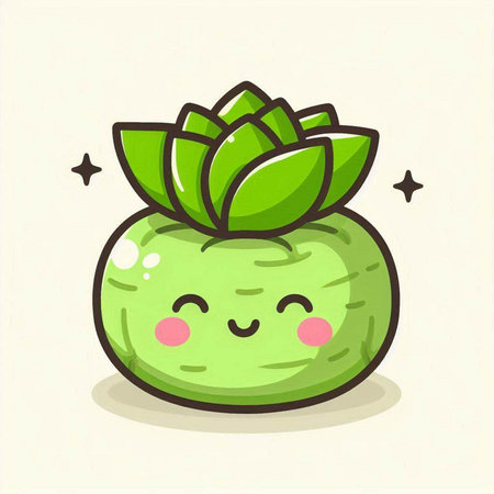 Cute kawaii aloe vera. Vector illustration.のイラスト素材
