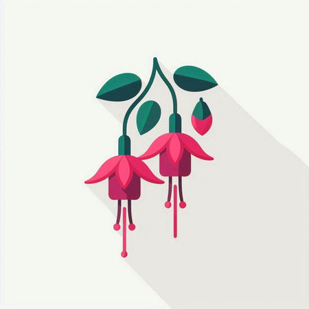 fuchsia flower flat icon with long shadow, eps10のイラスト素材