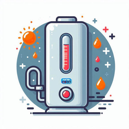 Vacuum cleaner flat vector illustration. Household appliance for water purification.のイラスト素材