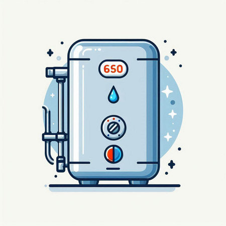 Vector illustration of boiler in flat linear style. Isolated on white background.のイラスト素材