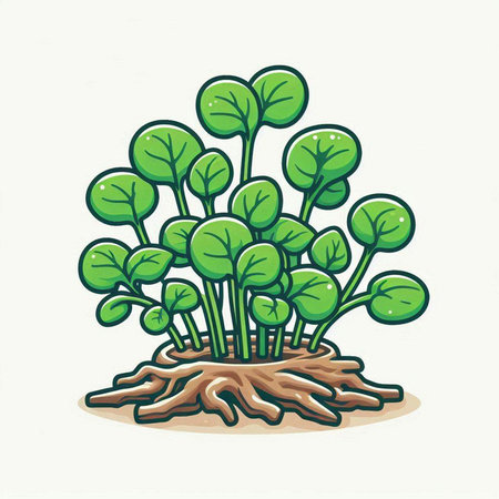 Plant with roots. Vector illustration of a plant with roots.のイラスト素材