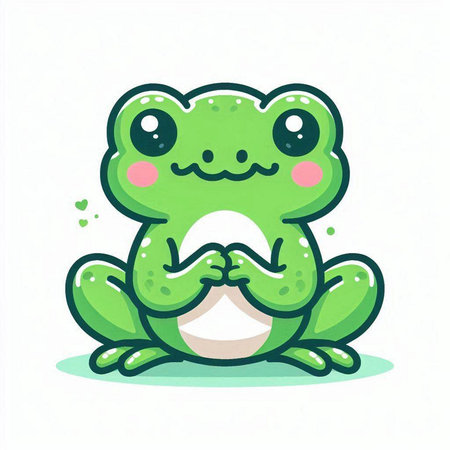 Cute cartoon frog. Vector illustration. Isolated on white background.のイラスト素材