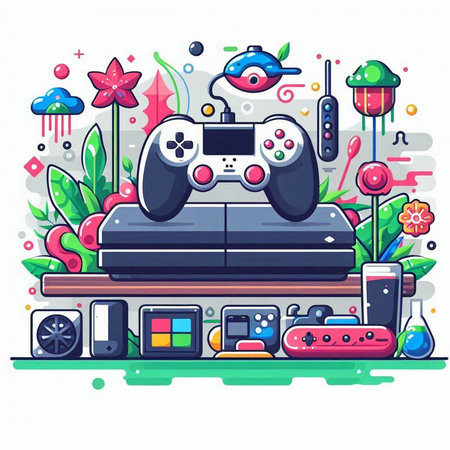 Game console in cartoon style. Colorful vector illustration for your designのイラスト素材