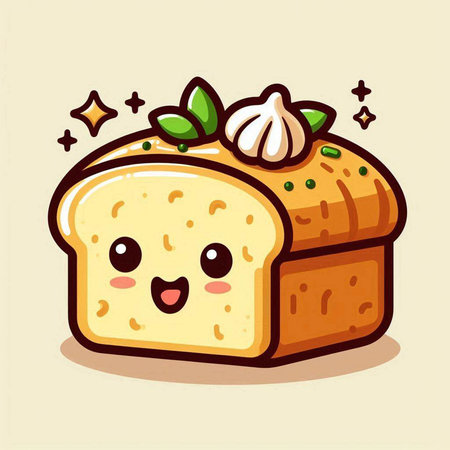 Cute cartoon bread vector illustration. Cute cartoon bread icon.のイラスト素材