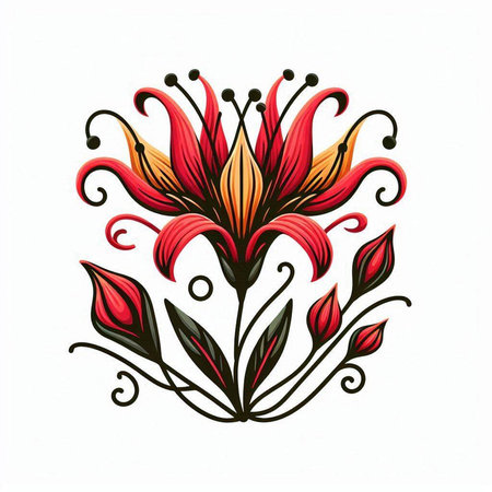 Illustration of a lily flower in a vignette.のイラスト素材