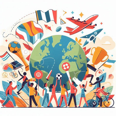 People around the world. Teamwork concept. Vector illustration in flat styleのイラスト素材
