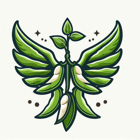 Soybean pods and leaves isolated on white background. Vector illustration.のイラスト素材