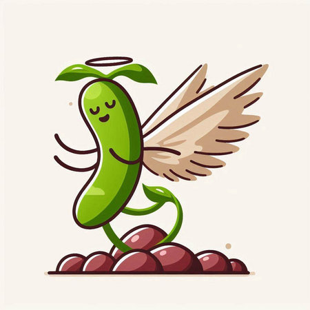 Cute cartoon green cucumber character with wings. Vector illustration.のイラスト素材