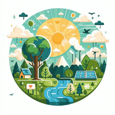 Ecology concept. Vector illustration in flat design style. World environment day.のイラスト素材