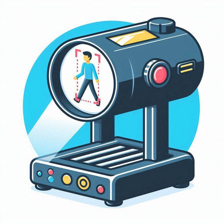 Vector isometric 3d illustration of a man walking on a machine.のイラスト素材
