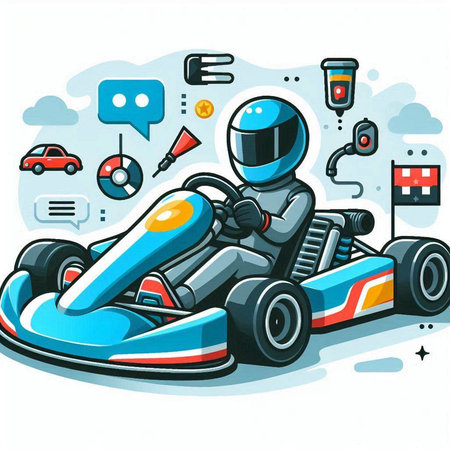 Cartoon karting. Vector illustration of a karting.のイラスト素材