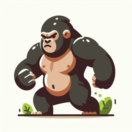 Gorilla. Vector illustration in flat style on white background.のイラスト素材