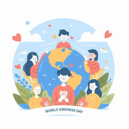World Environment Day concept. People around the planet. Vector illustration.のイラスト素材