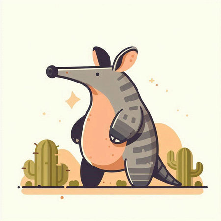 Cute little anteater. Vector illustration in flat cartoon style.のイラスト素材