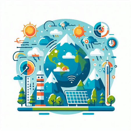 Vector illustration of green energy and ecology concept. Flat design style.のイラスト素材