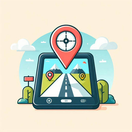 GPS navigation vector illustration. Flat design style modern vector illustration.のイラスト素材