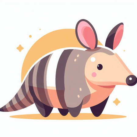 Cute cartoon armadillo on white background. Vector illustration.のイラスト素材