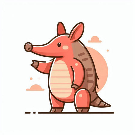Cute cartoon armadillo. Vector illustration in flat style.のイラスト素材