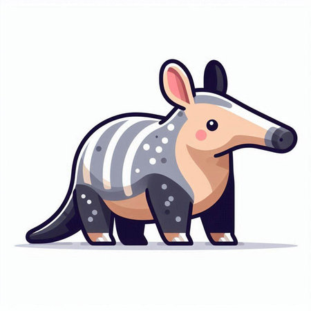 Armadillo. Vector illustration of cute cartoon animal. Isolated on white background.のイラスト素材
