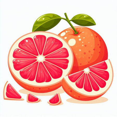 Grapefruit vector illustration isolated on white background. Grapefruit vector illustration.のイラスト素材