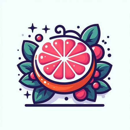 Grapefruit vector icon, flat color design. Vector illustration.のイラスト素材