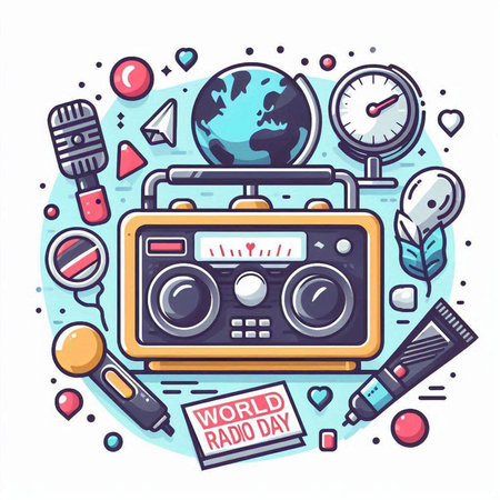 Vector illustration of radio station. Radio set. Radio equipment. Radio set.のイラスト素材