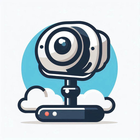 Vector illustration of web camera on cloud computing. Webcam icon.のイラスト素材