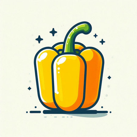 Bell pepper icon in comic style. Vegetable vector illustration on white background.のイラスト素材