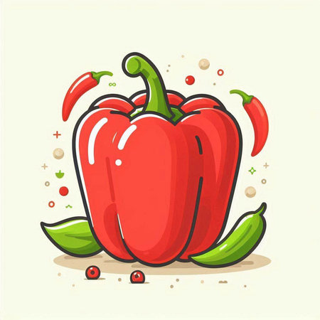 Pepper vector illustration. Red bell pepper isolated on white background.のイラスト素材