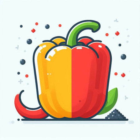 Bell pepper. Vector illustration, flat design. Colorful icon.のイラスト素材
