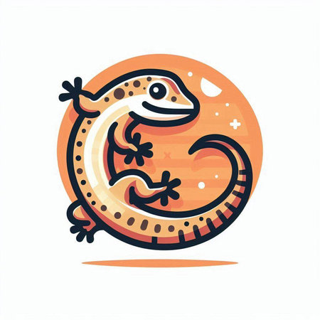 Lizard in a circle on a white background. Vector illustration.のイラスト素材
