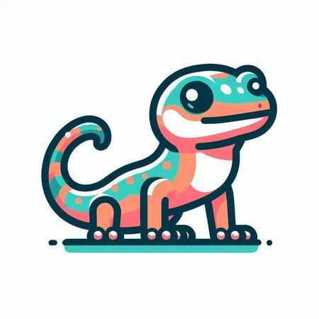 Cute lizard on skates. Vector illustration in cartoon style.のイラスト素材