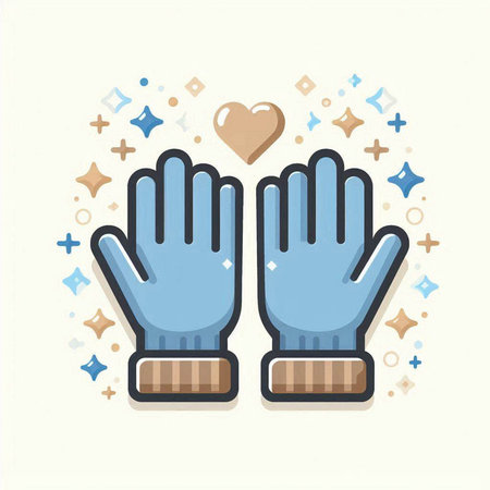 Gloves and heart icon in flat style. Vector illustration on white background.のイラスト素材
