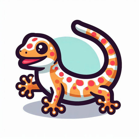 Cute gecko cartoon on a white background. Vector illustration.のイラスト素材