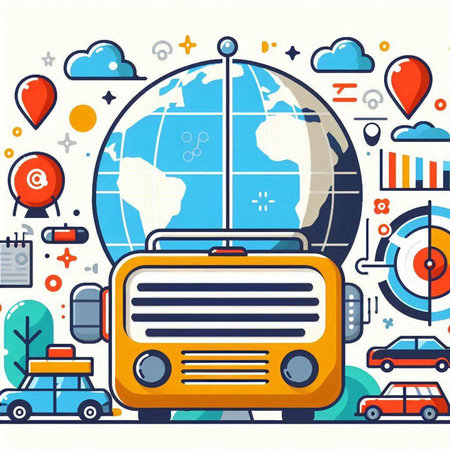 Vector illustration of colorful flat design concept of travelling around the world.のイラスト素材