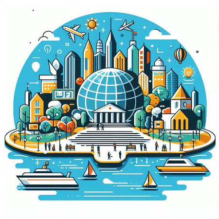 Vector illustration of a big city in the style of flat design.のイラスト素材