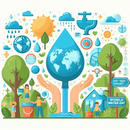 Save water concept. Save world. Vector illustration in flat style.のイラスト素材
