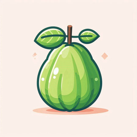 Illustration of a fresh guava fruit on a light background.のイラスト素材